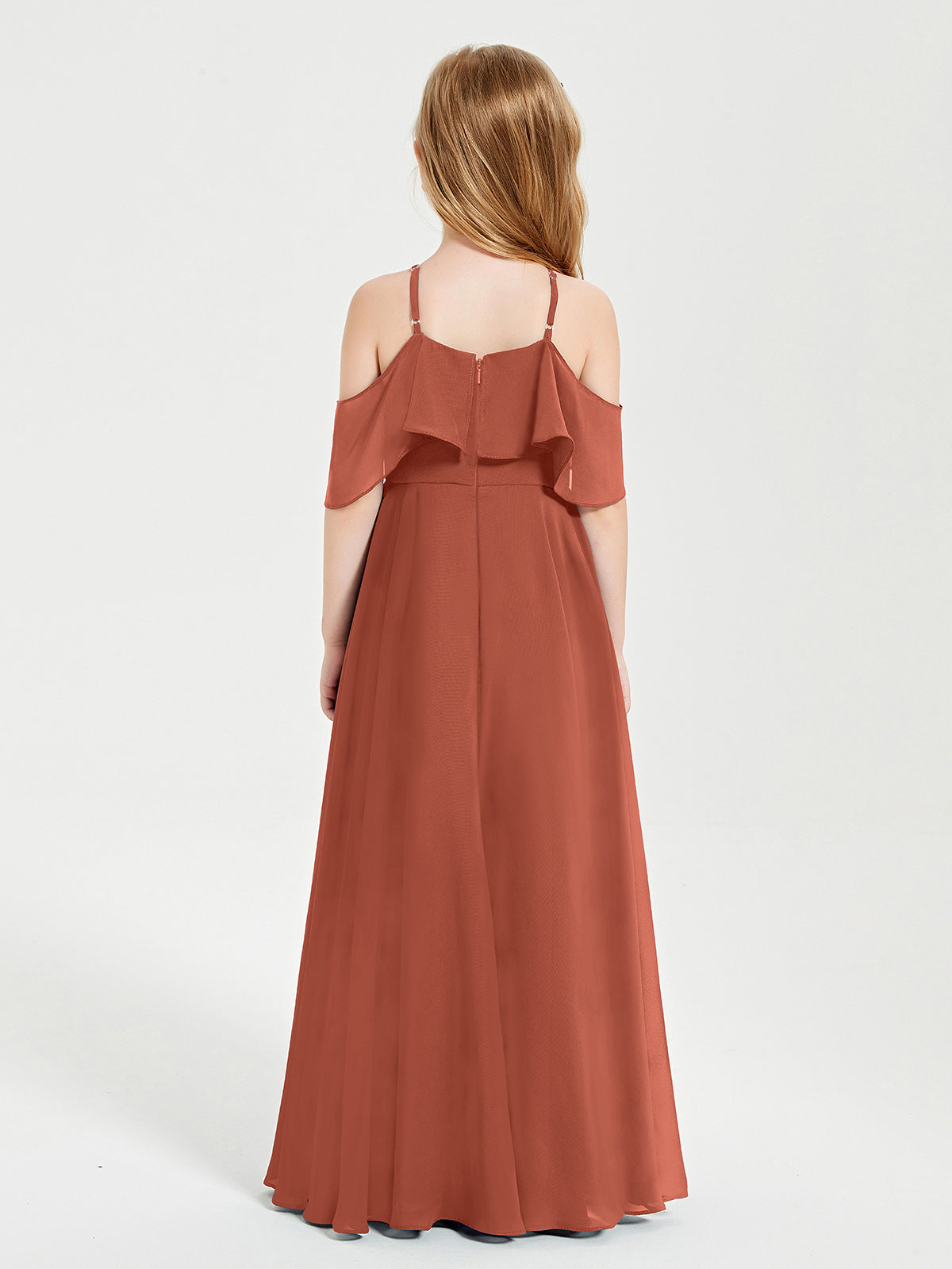 Off-the-Shoulder Long Dresses for Junior Bridesmaids Rust